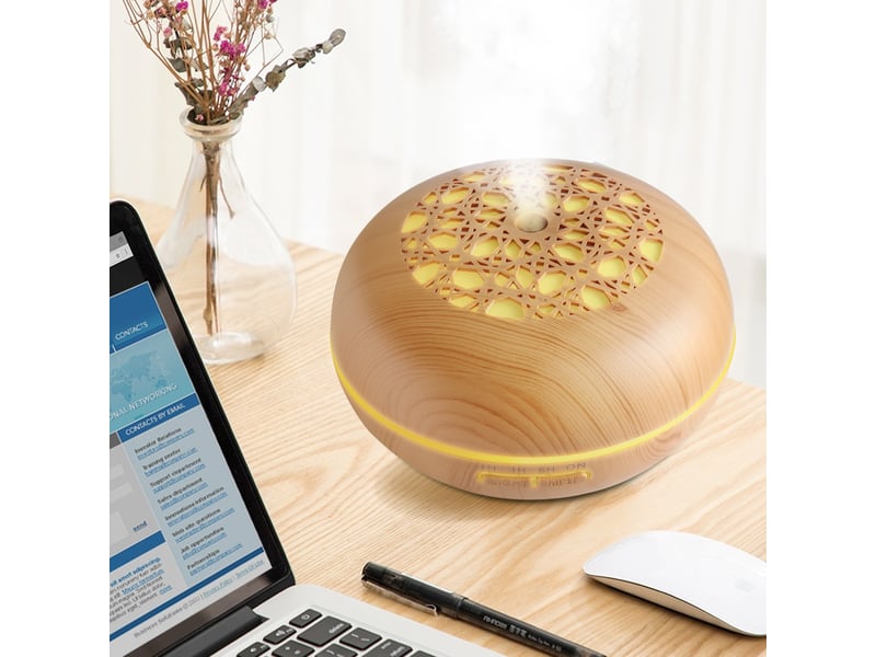  Diffuseur d'huiles essentielles pour maison, bureau et chambre – grain de bois clair  - Conforama E