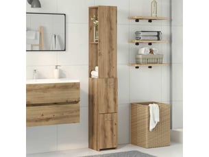 Armoire de salle de bain, meuble de rangement chêne artisanal 25x25x170 cm