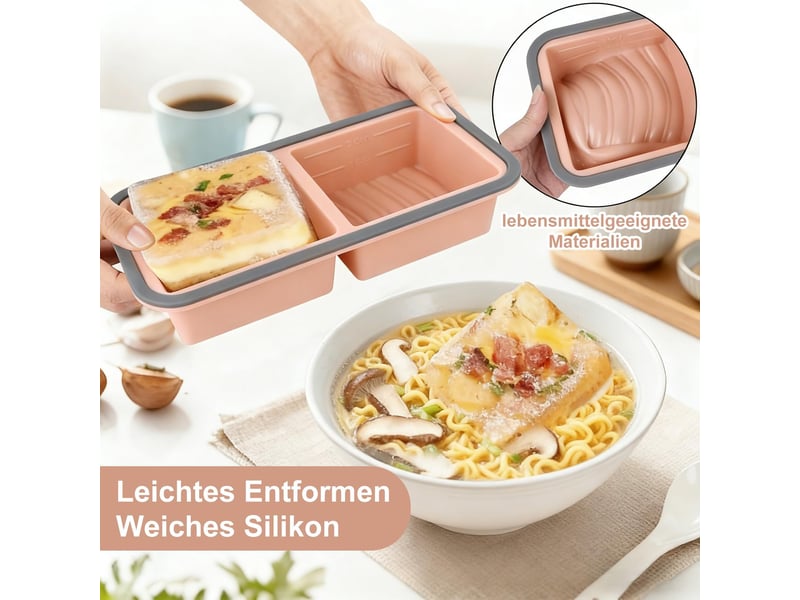 Moule à soupe en silicone avec couvercle, boîte à lunch compartimentée, 2 compartiments, 1000 ml, ensemble de 2 pièces, rose ZYS01844LHY - Conforama D