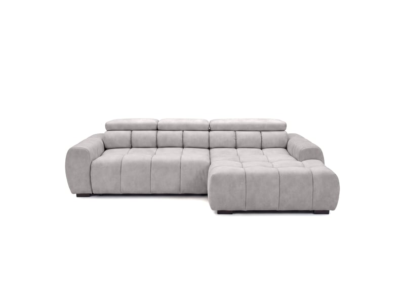 Canapé d'angle aldo avec fonction couchage, côté droit, tissu salvador wr, gris clair (13) - Conforama C