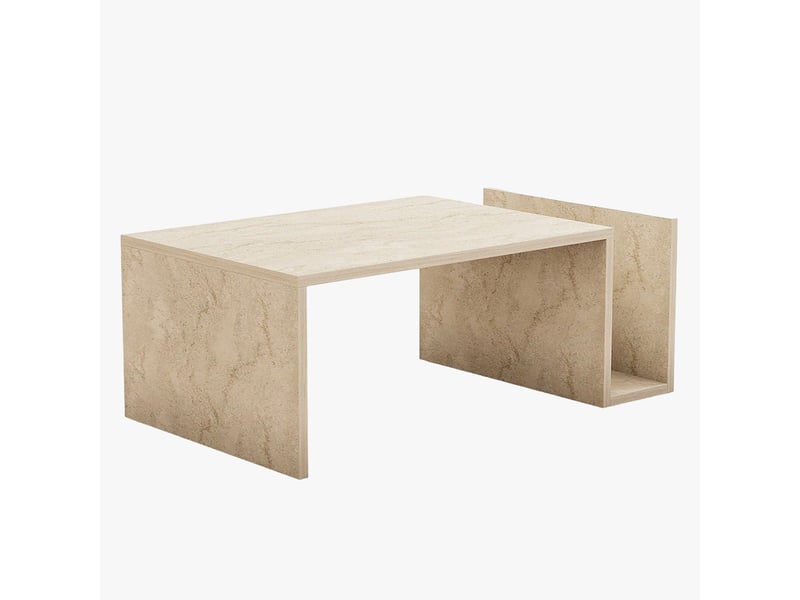  Table basse rectangulaire beige avec rangement intégré  - Conforama A