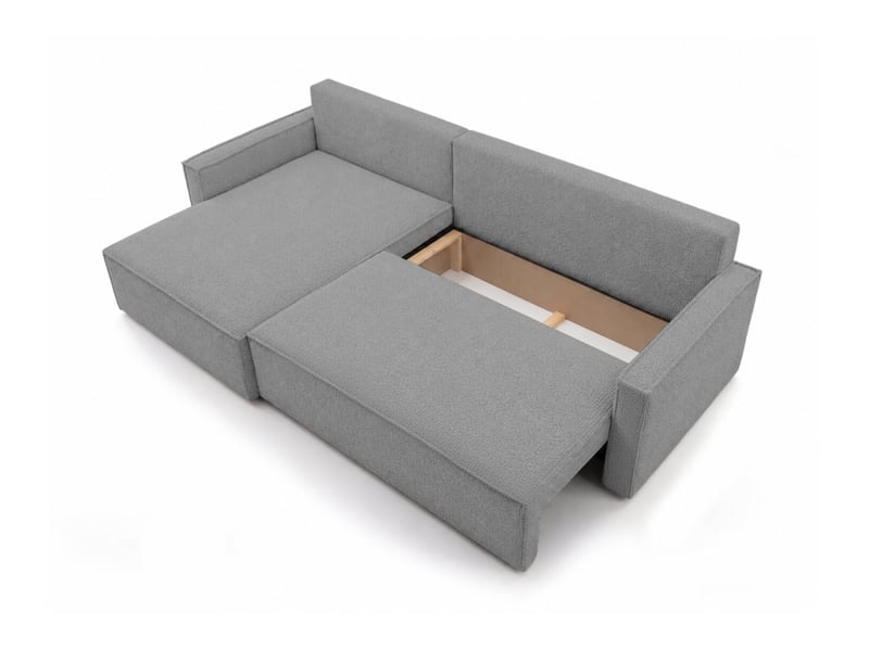  Farah - canapé d'angle max réversible et convertible 5 places accoudoirs slim en tissu bouclettes généreuses  - Conforama D