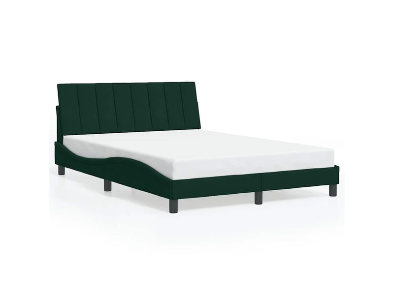  Lit double- lit adulte -  cadre de lit sans matelas hanko vert foncé 140x200 cm velours  - Conforama A