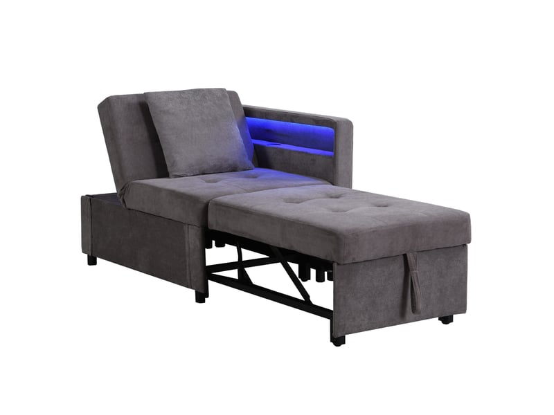  Canapé-lit modenvie 3 en 1 gris foncé 177 x 68 x 65 cm dossier réglable led usb type-c  - Conforama A