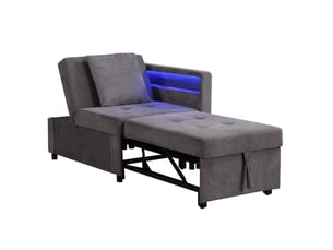 Canapé droit convertible MODENVIE  2 places Tissu gris