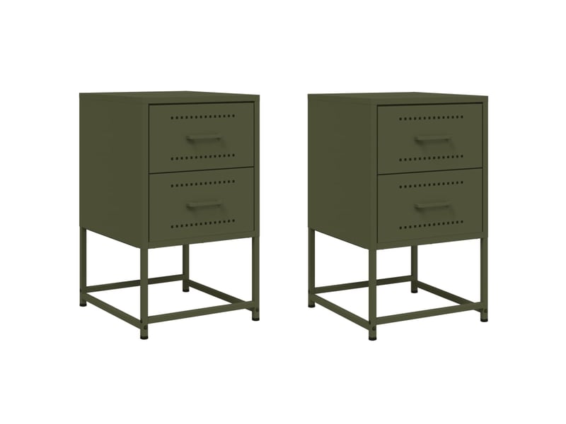  Lot de 2 tables de chevet - cabinet de chevet - table de nuit vert olive 36x39x60,5 cm acier  - Conforama A