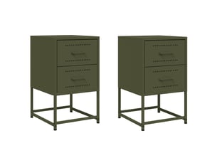 Lot de 2 tables de chevet - cabinet de chevet - table de nuit vert olive 36x39x60,5 cm acier