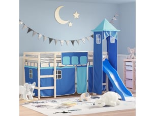 Rideaux pour lit mezzanine avec tour bleu polyester cf44929