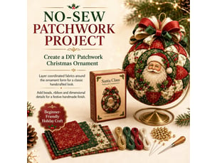 Kit diy noël sans couture, ornement patchwork pour sapin avec tissu, perles et ruban, décoration créative fait main, bonhomme en pain d'épices