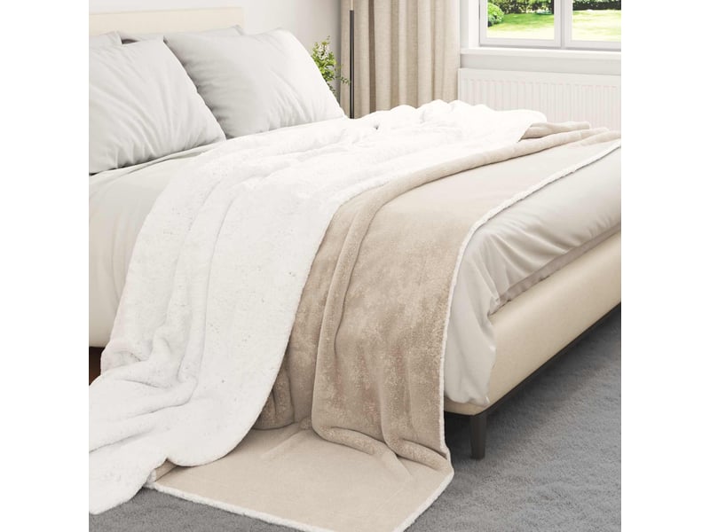 Plaid canapé beige 240x270 cm 3.17 kg polaire - Conforama C