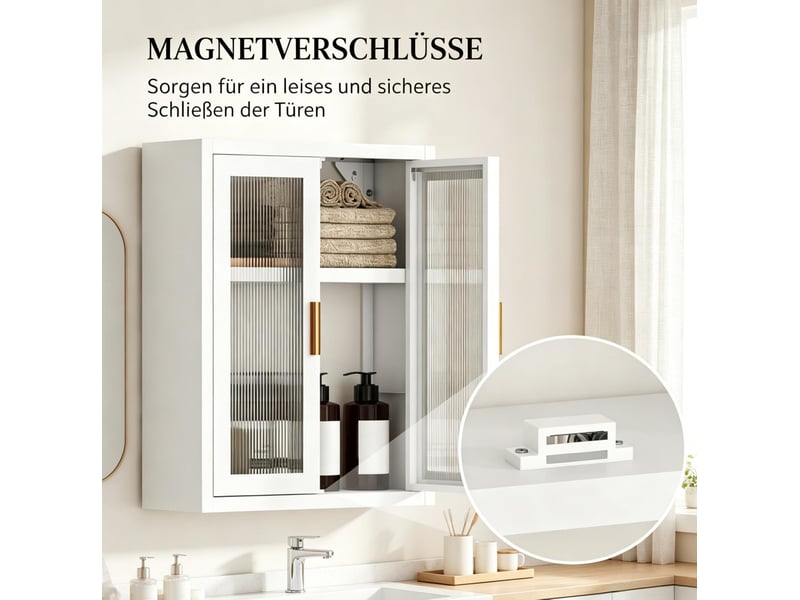  Armoire murale de salle de bains 40x14x50 cm deux portes métal blanc  - Conforama D