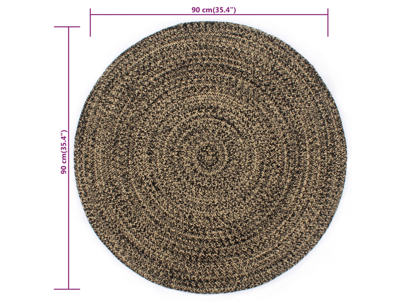  Tapis fait à la main jute noir et naturel 90 cm - comfortxl 133725 - Conforama E