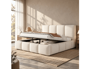 Lit coffre 180x200 cm HOMVRA coloris blanc
