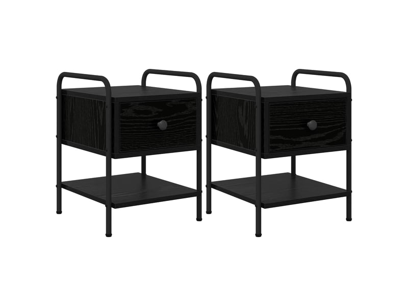  Table de chevet - cabinet de chevet - table de nuit 2 pc chêne noir bois d'ingénierie  - Conforama A