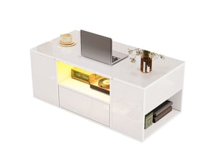 Table basse rectangulaire coloris blanc <strong>MAISENTIEL</strong> <strong></strong> - 50 cmx100 cm