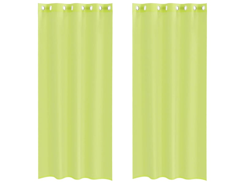  Lot de 2 rideaux en voile, voilages avec œillets vert pomme 140x225 cm cf44432  - Conforama A
