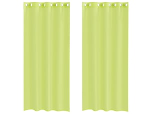 Lot de 2 rideaux en voile, voilages avec œillets vert pomme 140x225 cm cf44432