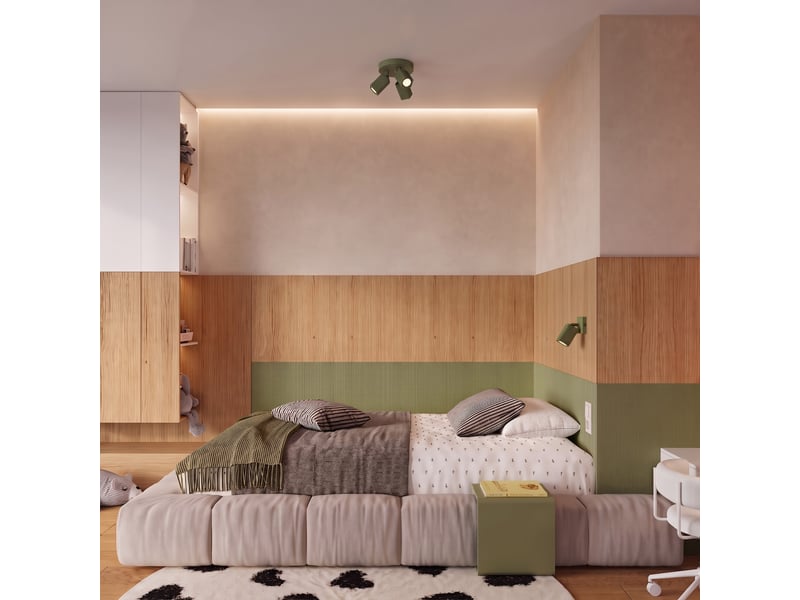  Plafonnier rayo 3p vert olive aluminium moderne 18x20x20cm SL.3180 - Conforama B