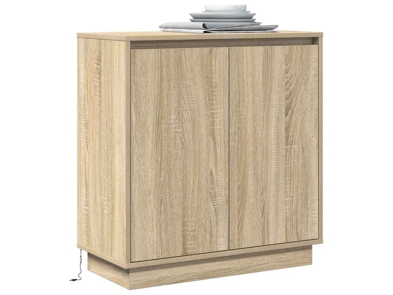  Buffet - bahut - meuble de rangement led chêne sonoma 71 x 34,5 x 75 cm bois d'ingénierie  - Conforama C