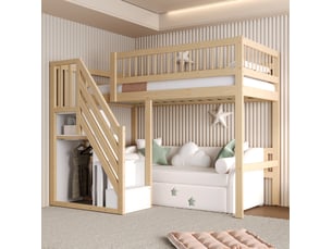 Lit mezzanine 90x200 cm MEUBLIV coloris naturel