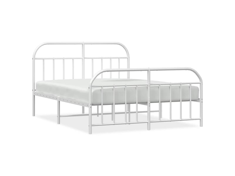  Lit double- lit adulte -  cadre de lit métal sans matelas et pied de lit blanc 150x200 cm  - Conforama A