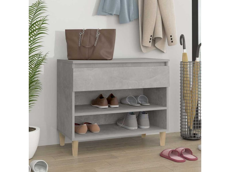 Meuble à chaussure, armoire à chaussures gris béton 70x36x60 cm bois d'ingénierie shl4661  - Conforama B
