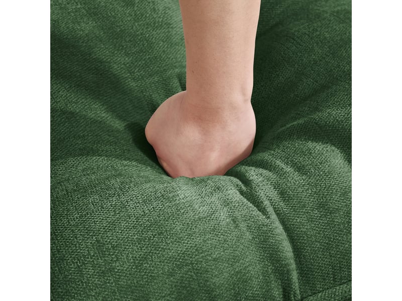  Pouf de salon - ottoman en polyester vert, 76 x 69 x 46 cm, modulable, pour salon, tissu polyester résistant : ce vêtement  - Conforama W