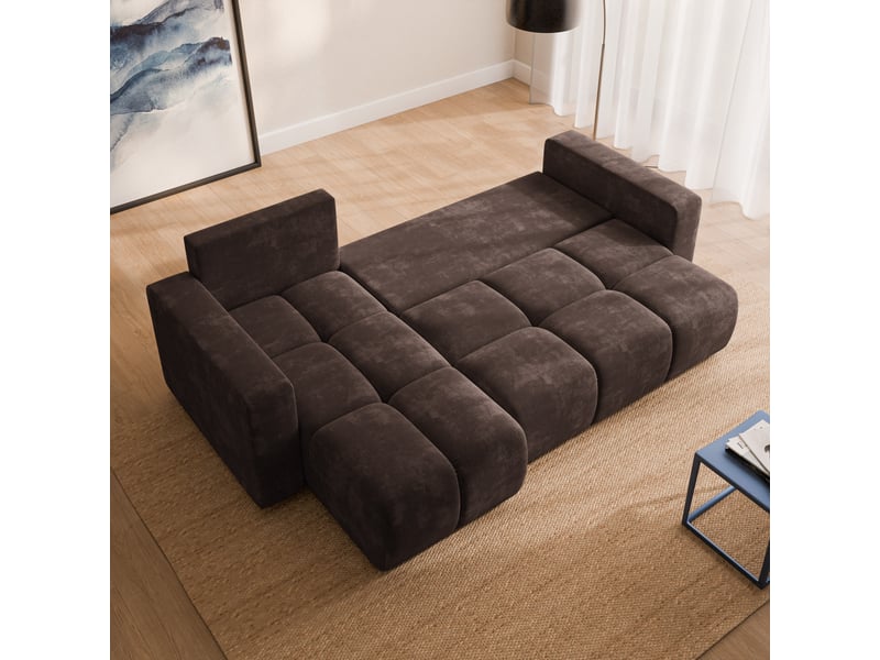  Canapé d'angle ramil, tissu chenille marron  - Conforama D