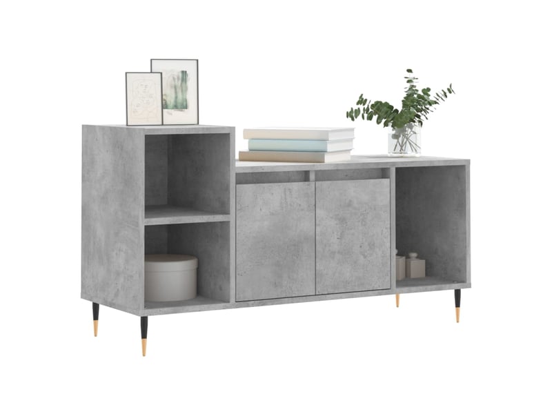  Meuble tv - banc tv - meuble de rangement gris béton 100x35x55 cm bois d'ingénierie  - Conforama C