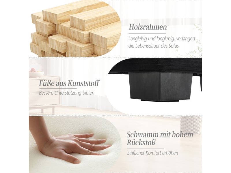Canapé 2 places, canapé de salon – pour bureau, pour salon, noir, pour chambre - Conforama E