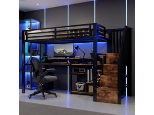 Lit mezzanine 90x200 cm <strong>OKMYHOME</strong>  <strong></strong> coloris noir