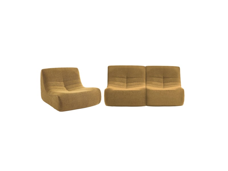 Lot de 3 fauteuils chauffeuses en bouclette texturée moutarde style contemporain 1 place - Conforama E