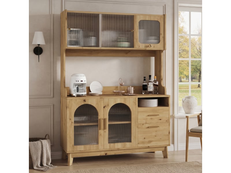  Buffet haut salle à manger 120×40×178 cm – rangement multi-niveaux, usb-cusb-a et prise, coloris bois – coforama  - Conforama B