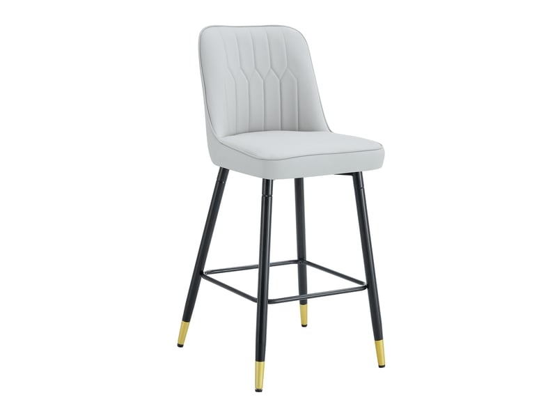  Tabourets de bar lot de 2 hauteur 100 cm avec repose-pieds - lpospi - dossier ergonomique, pu métal - gris clair noir  - Conforama A