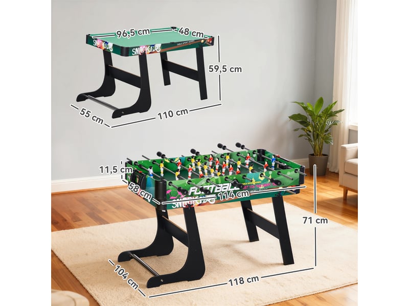  Table multi-jeux 6-en-1, baby-foot, billard, ping-pong, hockey, jeu d'anneaux, 118x104x71cm, multicolore  - Conforama C