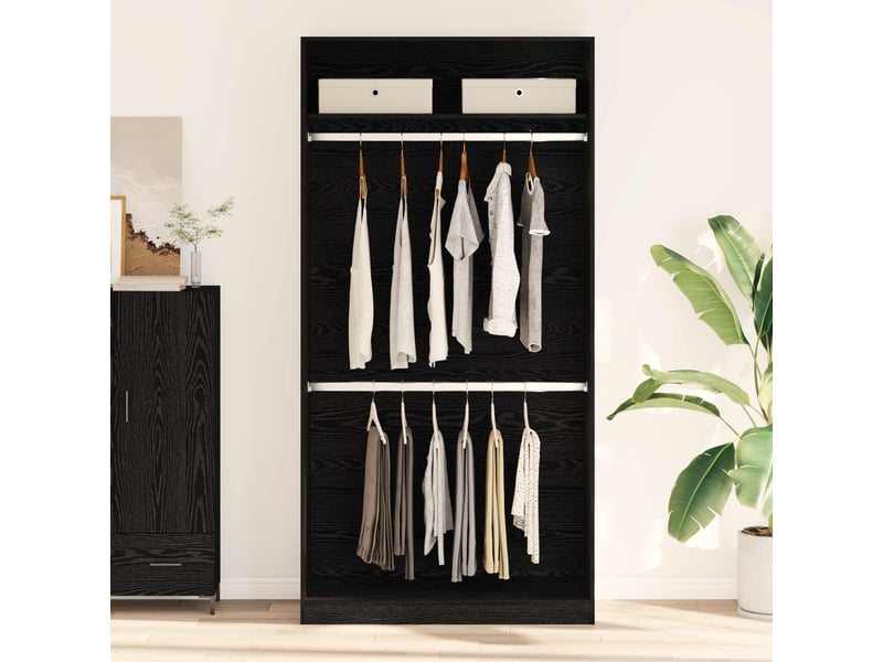  Armoire chambre, armoire de rangement chêne noir 100x50x200 cm bois d'ingénierie shl8359  - Conforama E
