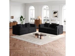 Canapé convertible 4 places - 368x91x70cm - chauffeuse lit chenille, poches rangement, cadre acier - noir
