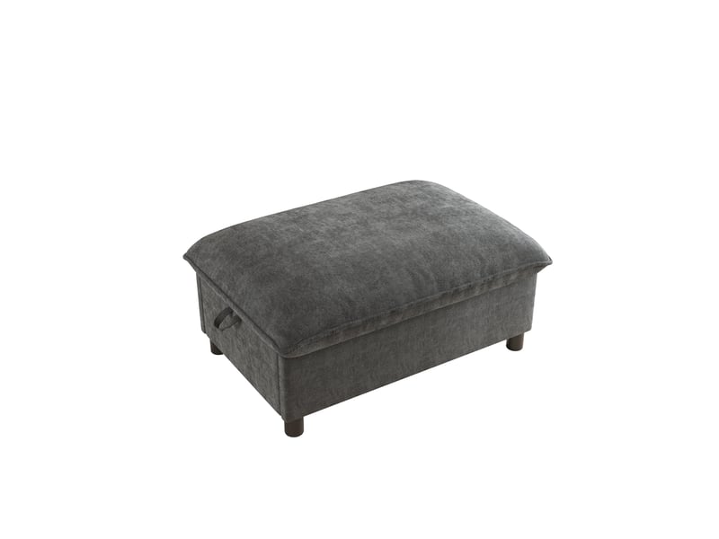  Pouf coffre en chenille gris, repose-pieds rembourré, banquette rangement 98x65x48 cm  - Conforama A