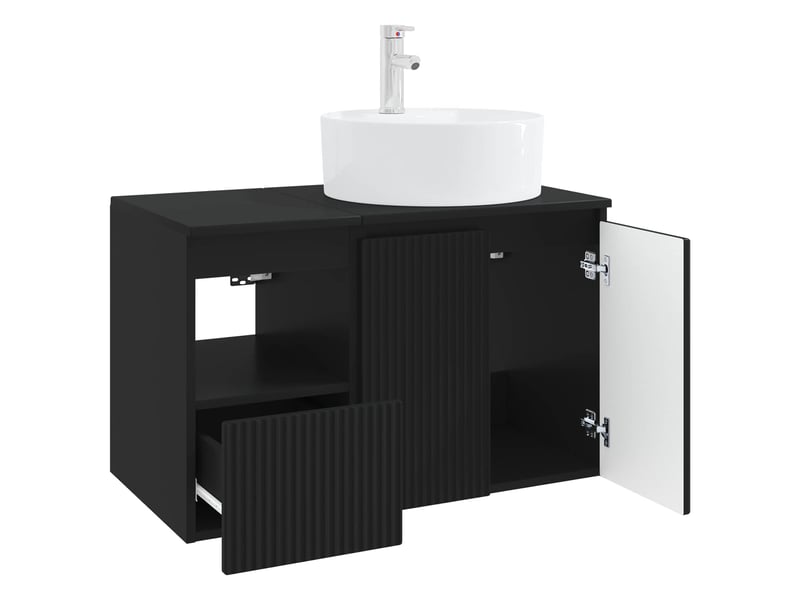  Ensemble de mobilier de salle de bain 2 pc noir cf64177  - Conforama D