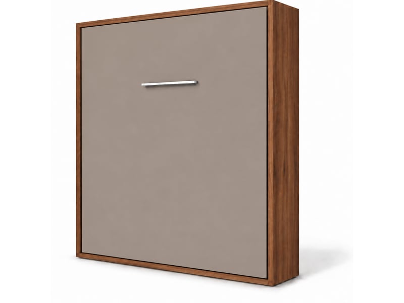  Lit escamotable vertical kola – seulement 34,5cm de profondeur, le confort d’un vrai lit-140x200-cadre noyer-façade taupe  - Conforama A