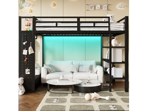 Lit mezzanine 140x200 cm <strong>HAVRYA</strong> <strong></strong> coloris noir