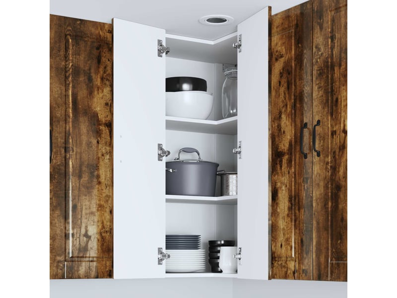 Meuble mural de cuisine, armoire d'angle cuisine porto chêne fumé 57x57x100cm - Conforama D