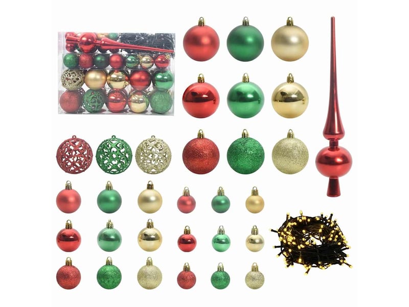  Ensemble de boules de noël 61 pcs 150 led blanc chaud ø 6 cm  - Conforama A