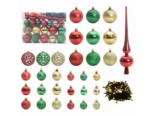 Ensemble de boules de noël 61 pcs 150 led blanc chaud ø 6 cm
