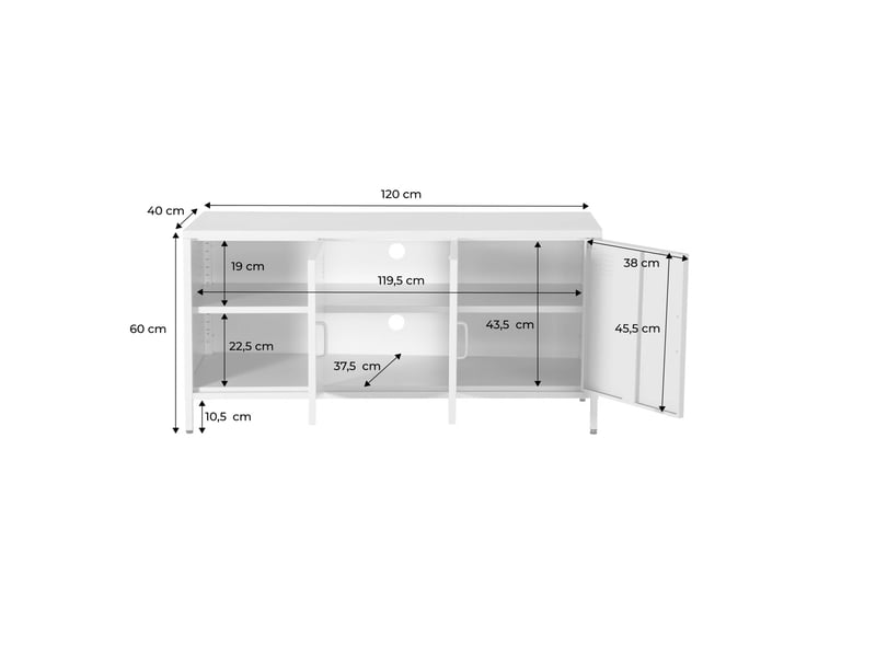  Meuble tv industriel métal bleu 3 portes 120cm - alabama  - Conforama D