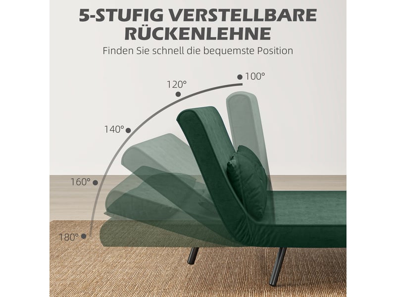  Canapé convertible aspect velours vert 102 x 73 x 81 cm  - Conforama E