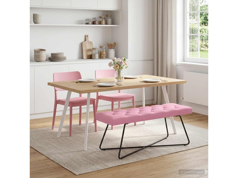  Banc chambre, banc de lit avec capitonnage bouton rose 110x40x46 cm tissu  - Conforama C