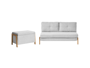 Canapé droit fixe BELIANI 3 places Tissu gris avec coffre de rangement