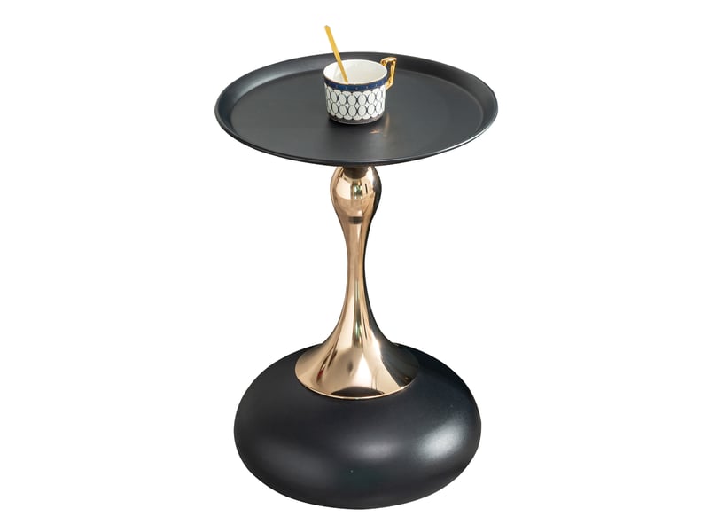 Table d'appoint ronde 38x38x54 cm moderne métal noir et doré  - Conforama A