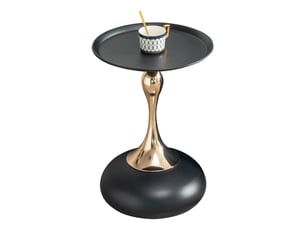 Table d'appoint ronde 38x38x54 cm moderne métal noir et doré